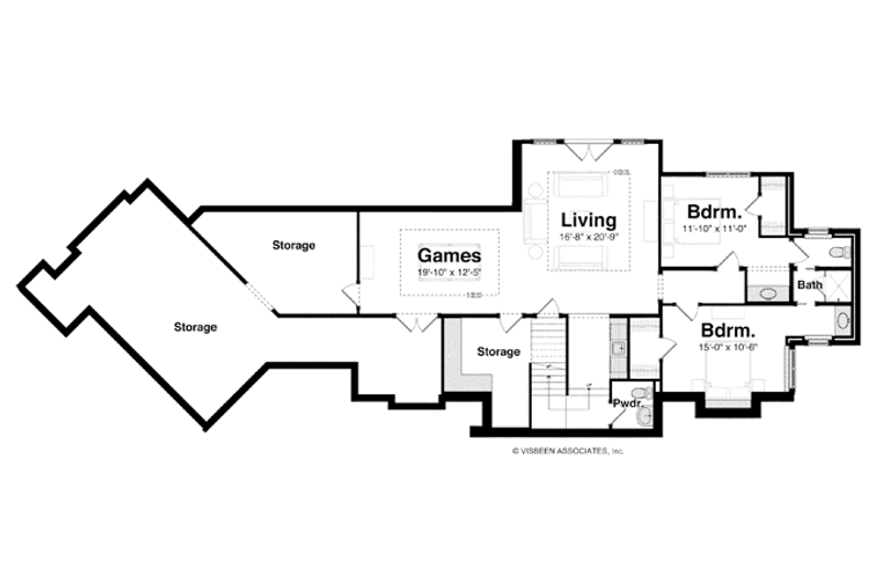 Home Plan - Floor Plan - Lower Floor for Craftsman House Plan #928-253 - 4 bed, 3 bath