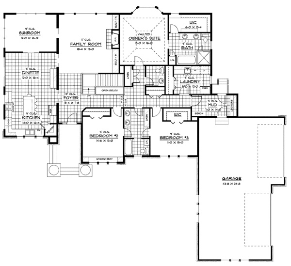 Architectural House Design - Prairie Floor Plan - Main Floor Plan #51-687