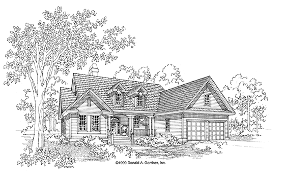 Exterior - Front Elevation 3 for Country House Plan #929-429 - 3 bed, 2 bath