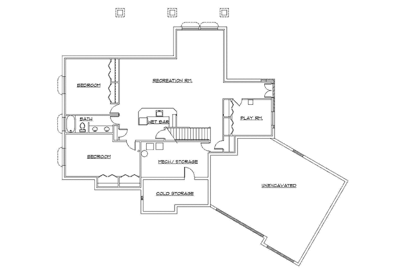 Home Plan - Floor Plan - Lower Floor for European House Plan #945-121 - 2 bed, 2.5 bath