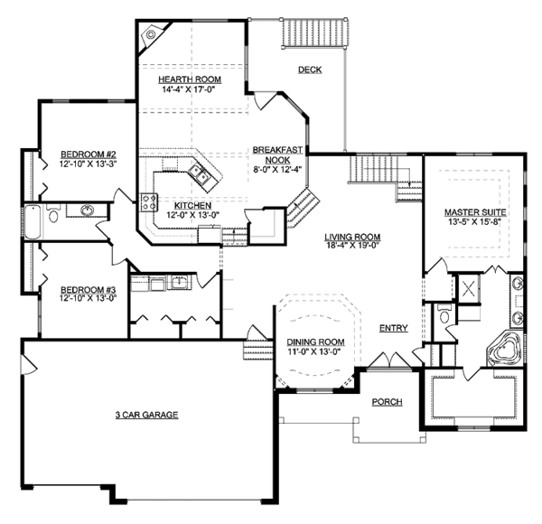 House Plan Design - Country Floor Plan - Main Floor Plan #950-4