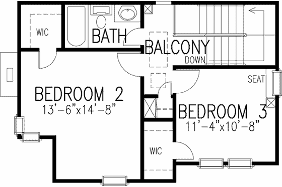 Floor Plan - Upper Floor for Traditional House Plan #410-323 - 3 bed, 2.5 bath