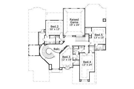 Floor Plan - Upper Floor for European House Plan #411-463 - 5 bed, 4.5 bath