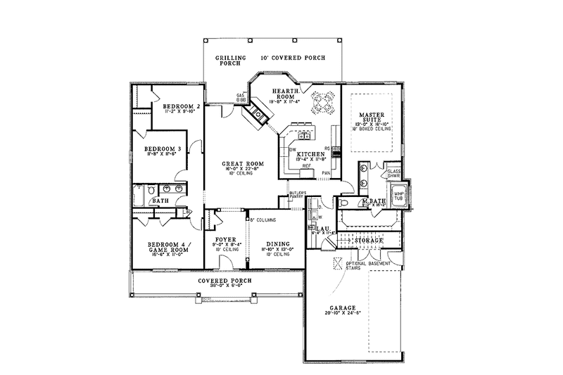 Dream House Plan - Floor Plan - Main Floor for Country House Plan #17-2795 - 4 bed, 2 bath