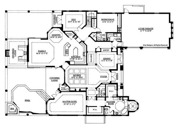 House Plan Design - Mediterranean Floor Plan - Main Floor Plan #1017-99