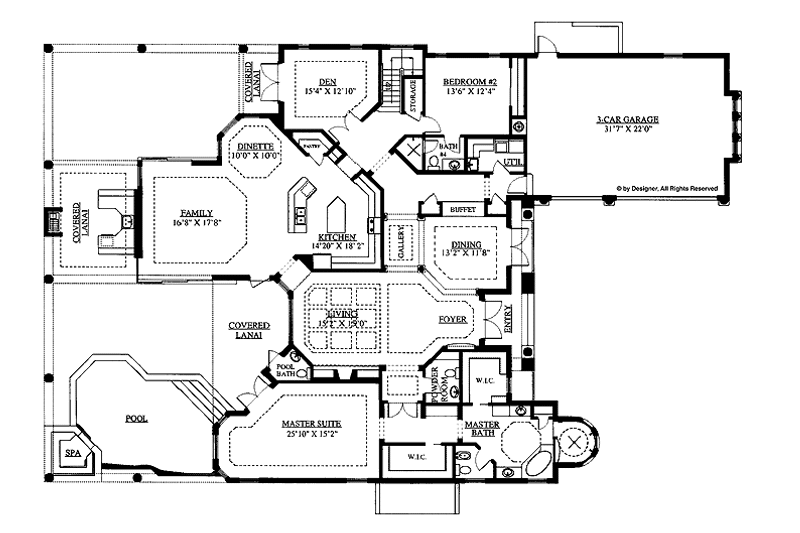 Home Plan - Floor Plan - Main Floor for Mediterranean House Plan #1017-99 - 3 bed, 3 bath
