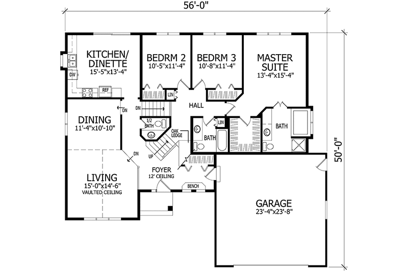 Home Plan - Floor Plan - Main Floor for Country House Plan #320-1425 - 3 bed, 2.5 bath