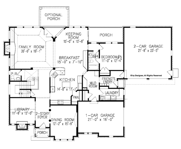 Architectural House Design - European Floor Plan - Main Floor Plan #54-308