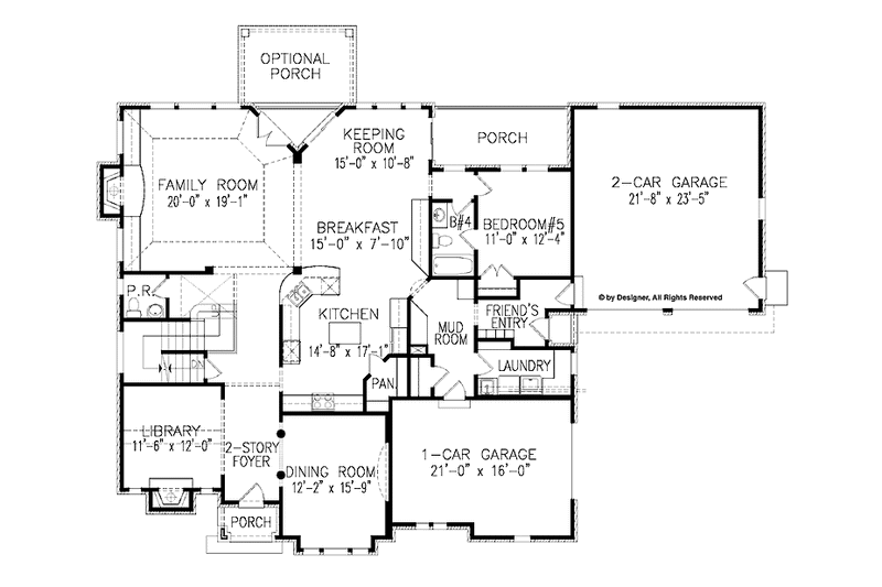 Dream House Plan - Floor Plan - Main Floor for European House Plan #54-308 - 5 bed, 4.5 bath