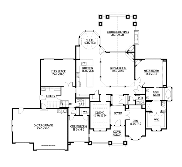 Architectural House Design - Ranch Floor Plan - Main Floor Plan #132-553