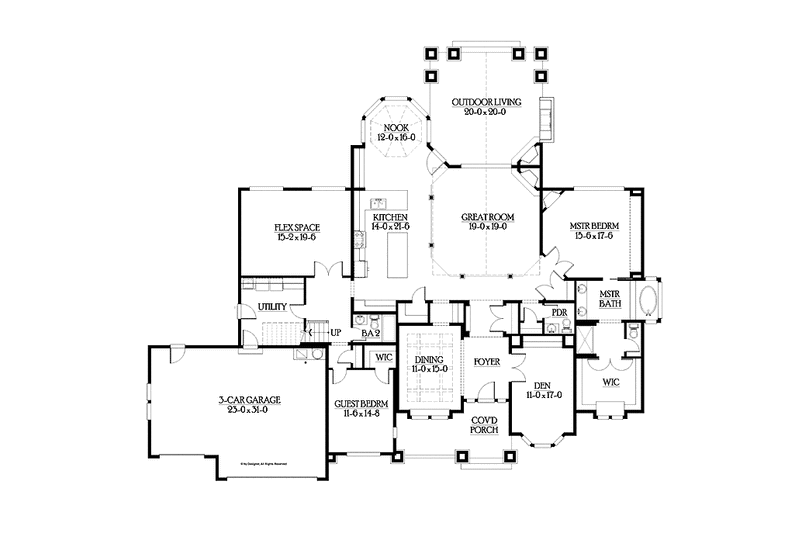 Dream House Plan - Floor Plan - Main Floor for Ranch House Plan #132-553 - 3 bed, 3.5 bath