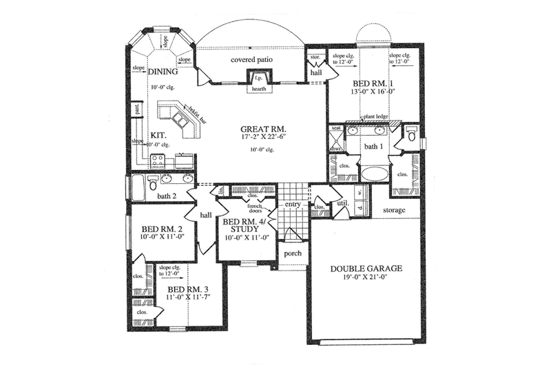 Dream House Plan - Floor Plan - Main Floor for Country House Plan #42-719 - 4 bed, 2 bath