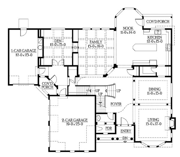 Craftsman Floor Plan - Main Floor Plan #132-505