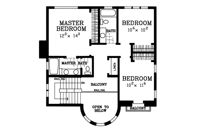 Architectural House Design - Floor Plan - Upper Floor for Mediterranean House Plan #72-1123 - 3 bed, 2.5 bath