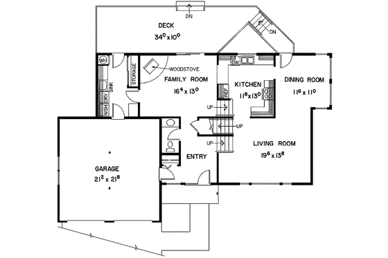Floor Plan - Main Floor for Country House Plan #60-825 - 3 bed, 2 bath