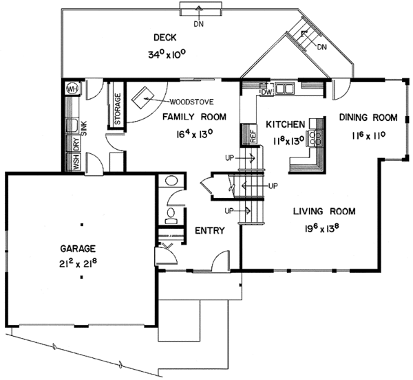 House Blueprint - Country Floor Plan - Main Floor Plan #60-825
