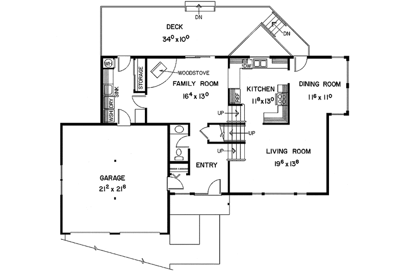 Home Plan - Floor Plan - Main Floor for Country House Plan #60-825 - 3 bed, 2 bath