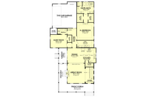 Floor Plan - Main Floor for Farmhouse House Plan #1067-5 - 4 bed, 3 bath