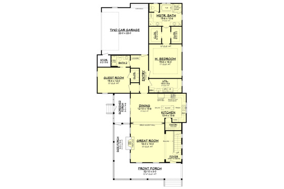 Floor Plan - Main Floor for Farmhouse House Plan #1067-5 - 4 bed, 3 bath