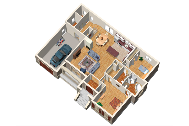 House Blueprint - Floor Plan - Main Floor 1 for Traditional House Plan #25-4441 - 2 bed, 2 bath