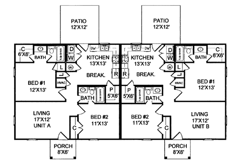 Home Plan - Floor Plan - Main Floor for Ranch House Plan #21-104 - 2 bed, 2 bath