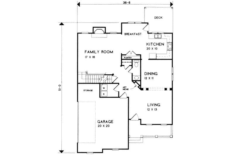 Dream House Plan - Floor Plan - Main Floor for Southern House Plan #129-133 - 3 bed, 2.5 bath