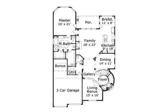 Floor Plan - Main Floor for European House Plan #411-578 - 4 bed, 4.5 bath