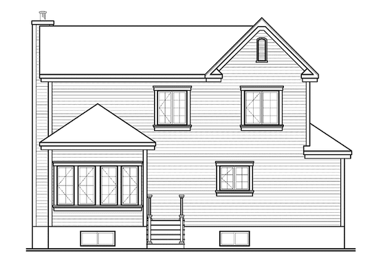 Exterior - Rear Elevation for Country House Plan #23-2406 - 3 bed, 1 bath