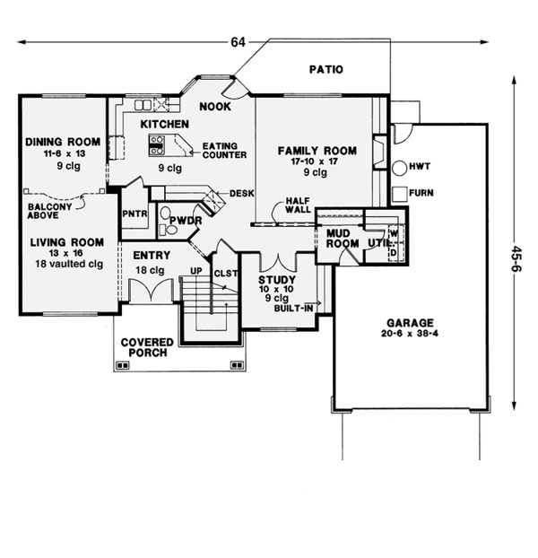 House Design - Country Floor Plan - Main Floor Plan #966-54