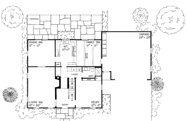House Blueprint - Colonial Floor Plan - Main Floor Plan #72-497