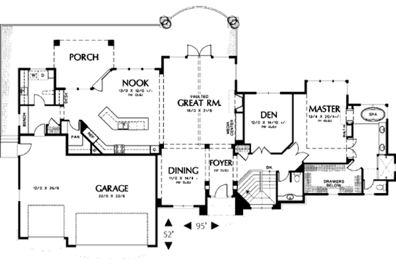 Architectural House Design - Floor Plan - Main Floor for Ranch House Plan #48-301 - 4 bed, 3.5 bath