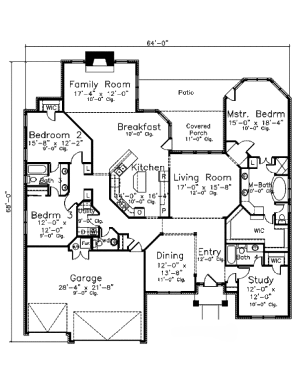 Architectural House Design - European Floor Plan - Main Floor Plan #52-137