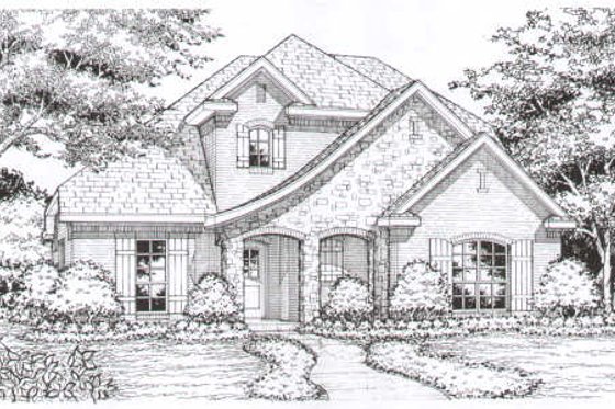 Exterior - Front Elevation for European House Plan #141-237 - 3 bed, 2.5 bath
