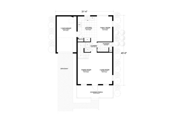 Floor Plan - Main Floor for Southern House Plan #420-221 - 3 bed, 2.5 bath