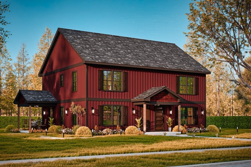 House Blueprint - Barndominium Exterior - Front Elevation Plan #119-468