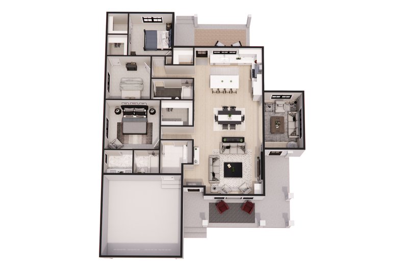 House Design - Floor Plan - Main Floor 1 for Craftsman House Plan #51-1403 - 3 bed, 2 bath
