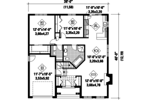 Floor Plan - Main Floor for European House Plan #25-4302 - 2 bed, 1 bath