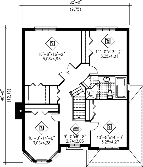 European Floor Plan - Upper Floor Plan #25-2169