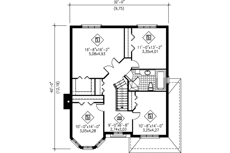 House Plan Design - Floor Plan - Upper Floor for European House Plan #25-2169 - 4 bed, 1.5 bath
