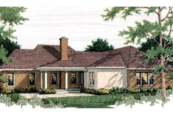 Exterior - Rear Elevation for European House Plan #406-135 - 3 bed, 2.5 bath
