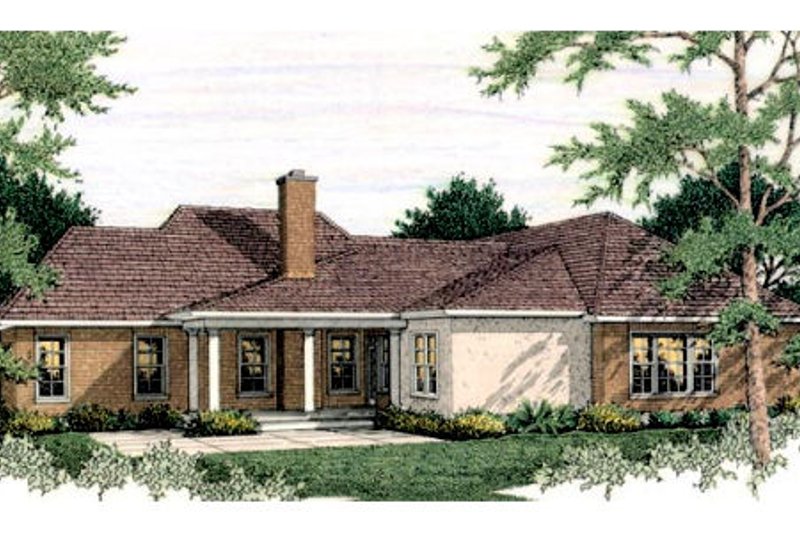 Home Plan - Exterior - Rear Elevation for European House Plan #406-135 - 3 bed, 2.5 bath