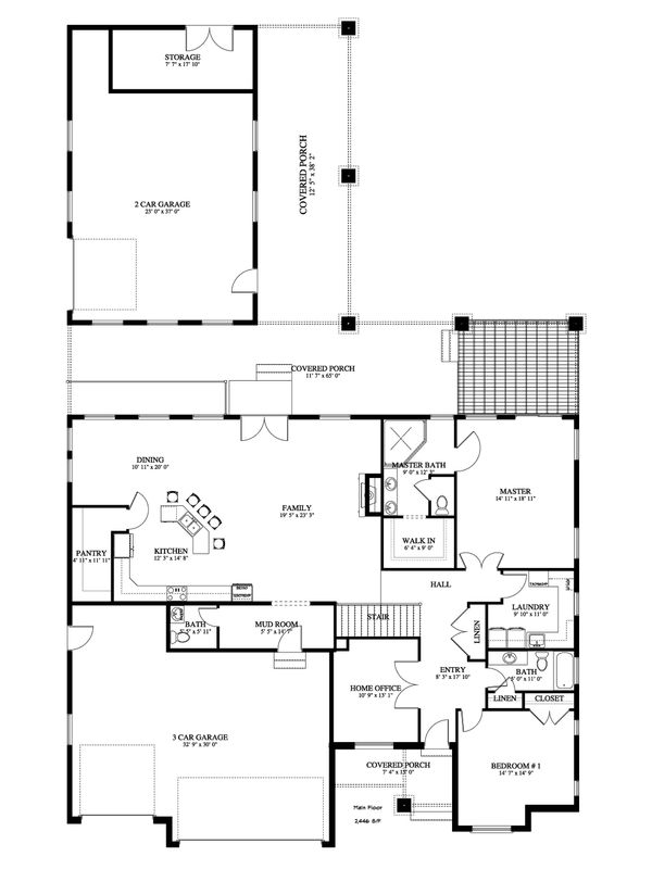 House Design - Ranch Floor Plan - Main Floor Plan #1060-43