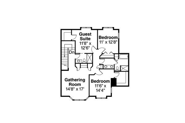 Traditional Floor Plan - Upper Floor Plan #124-1008