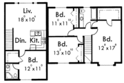 Traditional Style House Plan - 3 Beds 1.5 Baths 2207 Sq/Ft Plan #303-373 
