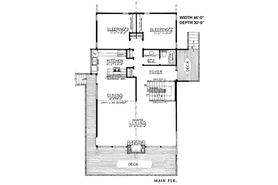 Floor Plan - Main Floor for Modern House Plan #303-454 - 3 bed, 2.5 bath