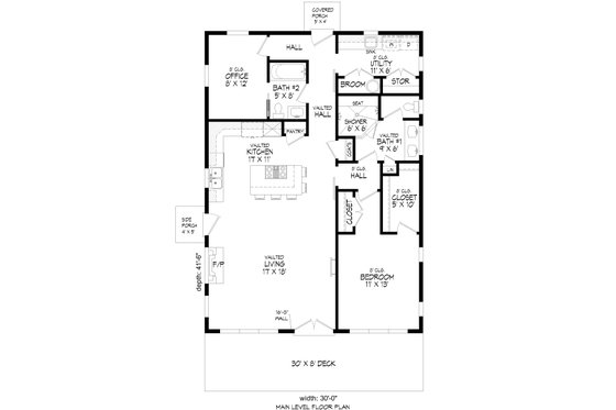 Floor Plan - Main Floor for Modern House Plan #932-393 - 1 bed, 2 bath