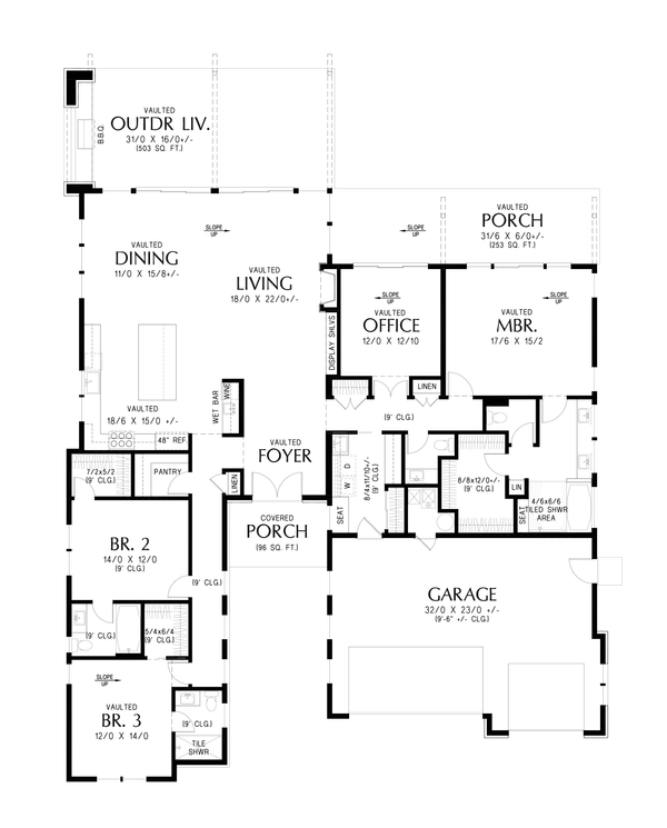 Contemporary Floor Plan - Main Floor Plan #48-1196