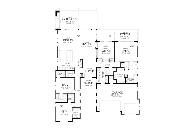 Architectural House Design - Floor Plan - Main Floor for Contemporary House Plan #48-1196 - 3 bed, 3.5 bath