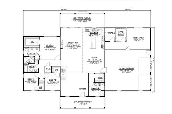 Floor Plan - Main Floor for Country House Plan #1064-234 - 3 bed, 2 bath