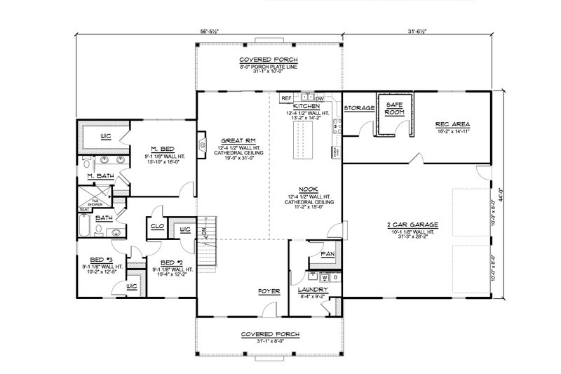 House Blueprint - Floor Plan - Main Floor for Country House Plan #1064-234 - 3 bed, 2 bath